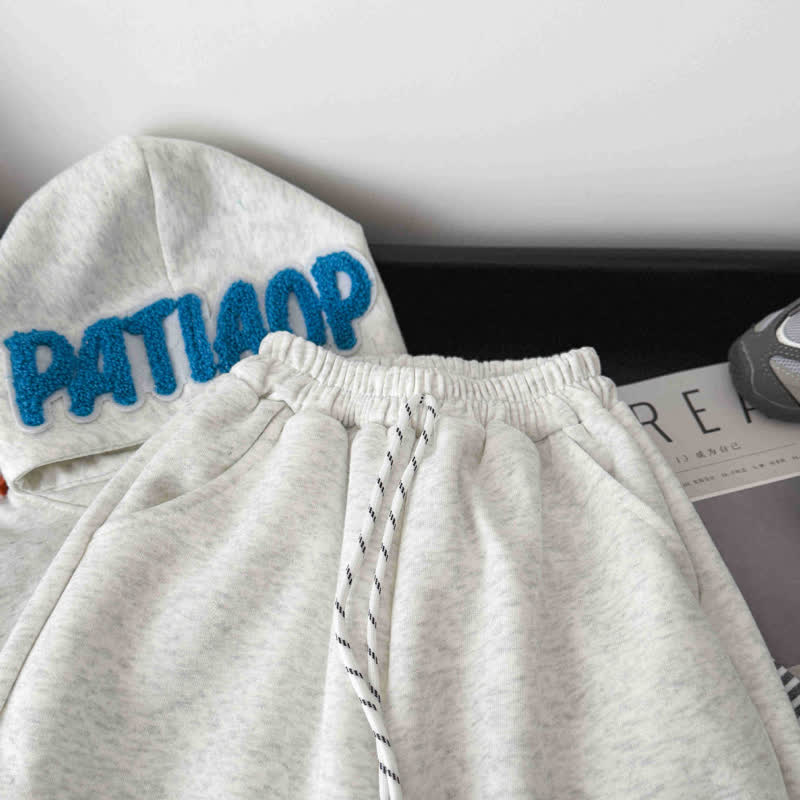 3-teiliges Set aus grauem Hoodie und Jogginghose mit Tiermotiven für Kleinkind - image 7