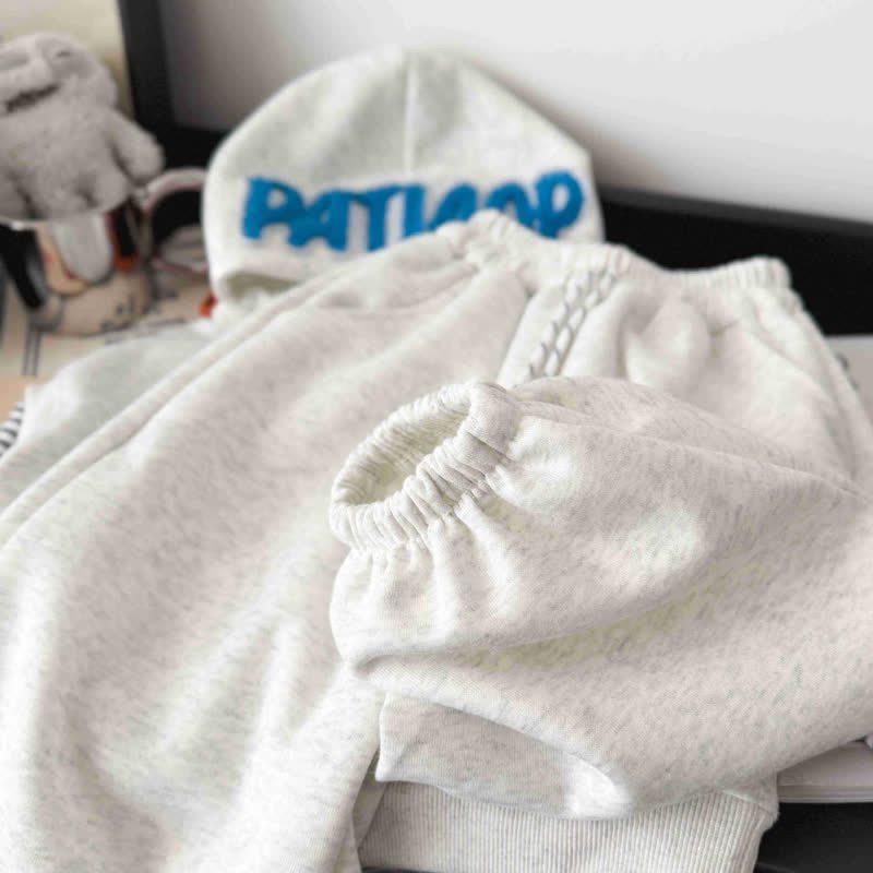 3-teiliges Set aus grauem Hoodie und Jogginghose mit Tiermotiven für Kleinkind - image 8