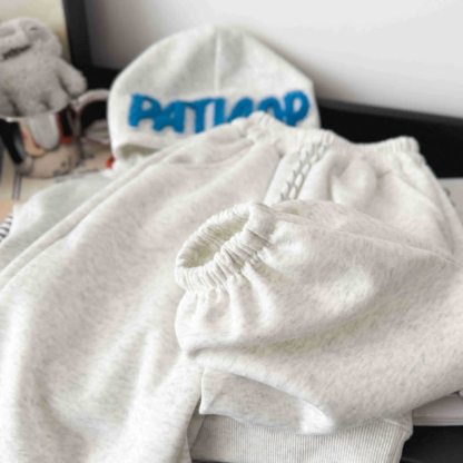 3-teiliges Set aus grauem Hoodie und Jogginghose mit Tiermotiven für Kleinkind - image 8