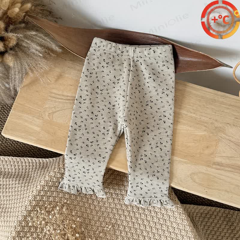 Baby Gamaschen mit Rüschen und Blumen , gefüttert mit Vlies - Beige - 2-3J - image 1