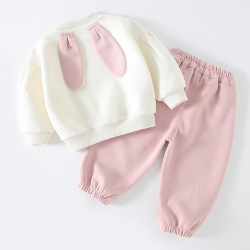 2-teiliges Set aus Baby und Kleinkind Sweatshirt und Jogginghose mit Hasenmotiv - image 1