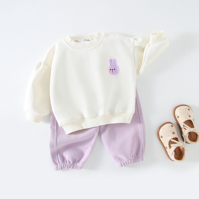 2-teiliges Set aus Baby und Kleinkind Sweatshirt und Jogginghose mit Hasenmotiv - Lila - 2-3J - image 3