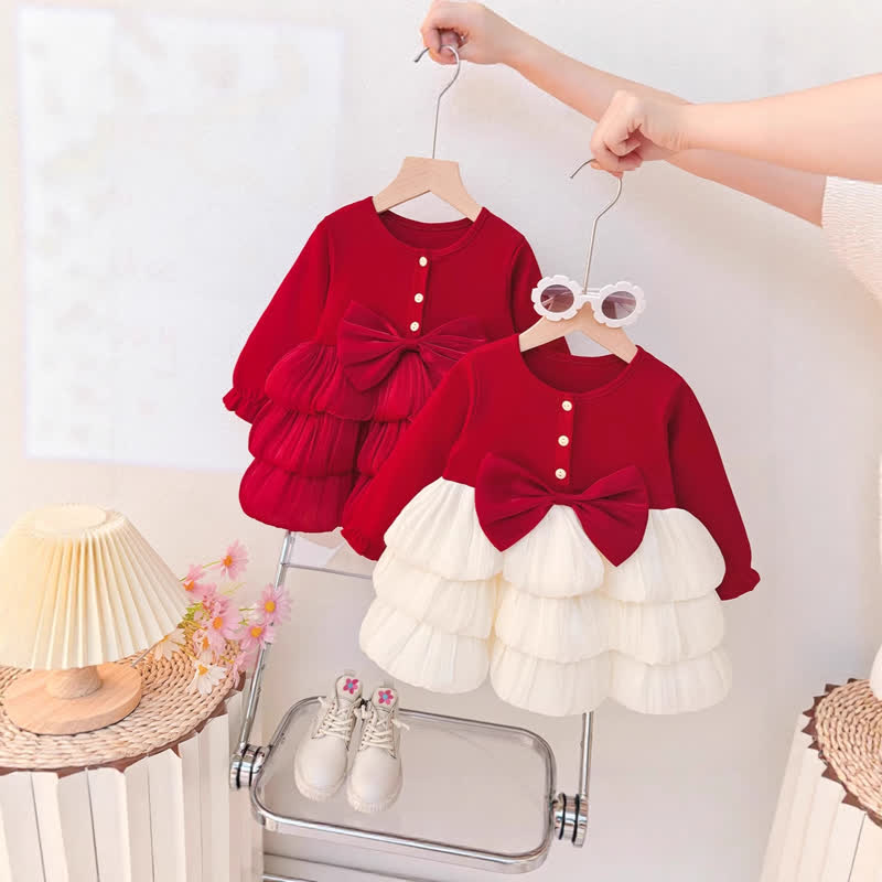 Baby Kleinkind -Mädchen- Schleife in der Taille und Kleid aus Tüll - image 1