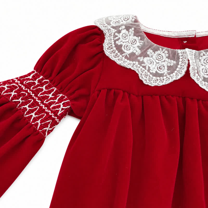 Weihnachten für Kleinkinder, rotes Lace mit Spitzenkragen, Kleid für Baby und Kleinkind - image 6