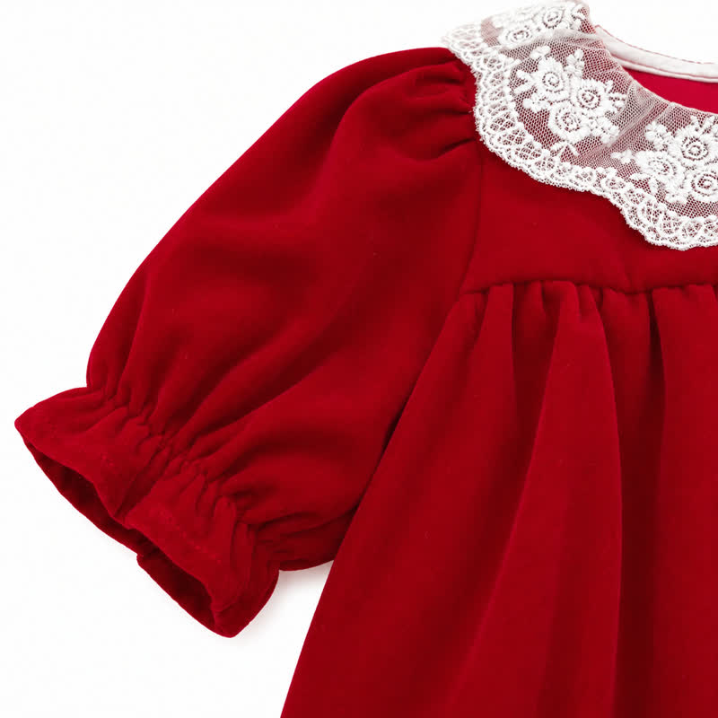 Weihnachten für Kleinkinder, rotes Lace mit Spitzenkragen, Kleid für Baby und Kleinkind - image 5