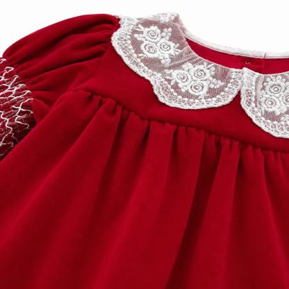 Weihnachten für Kleinkinder, rotes Lace mit Spitzenkragen, Kleid für Baby und Kleinkind - image 4