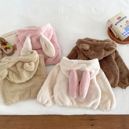 Baby Kleinkind -Mädchen - Sherpa-Jacke mit Hasenohren und Reißverschluss - image 5