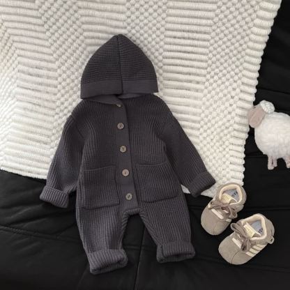 Baby Einfarbig mit Kapuze , Strampler - Grau - 2-3J - image 2