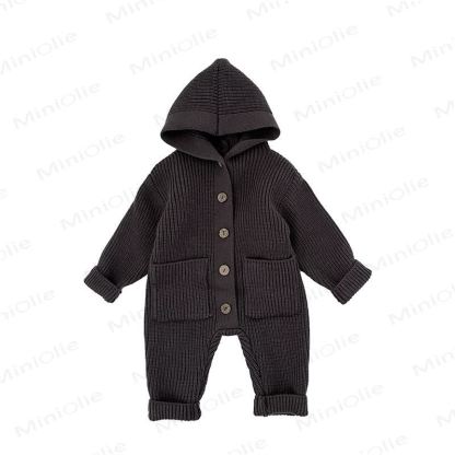Baby Einfarbig mit Kapuze , Strampler - image 3
