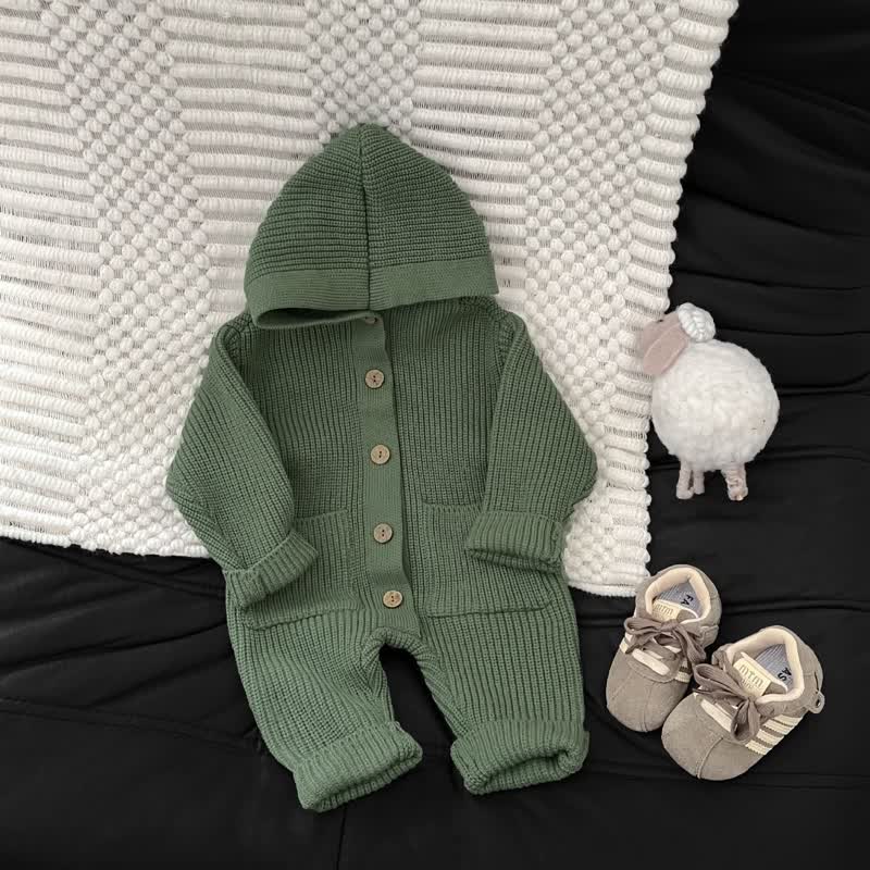 Baby Einfarbig mit Kapuze , Strampler - Grün - 2-3J - image 4