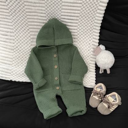 Baby Einfarbig mit Kapuze , Strampler - Grün - 2-3J - image 4