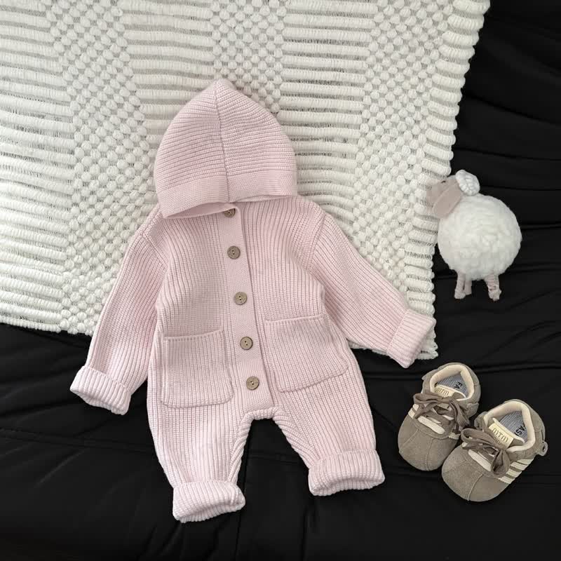 Baby Einfarbig mit Kapuze , Strampler - Rosa - 2-3J - image 6