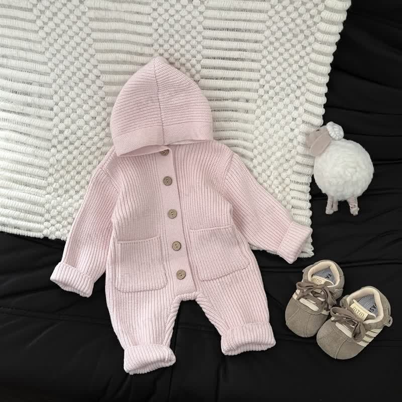 Baby Einfarbig mit Kapuze , Strampler - Rosa - 2-3J - image 6