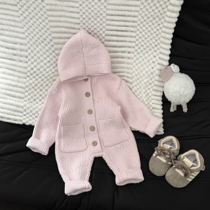 Baby Einfarbig mit Kapuze , Strampler - Rosa - 2-3J - image 6