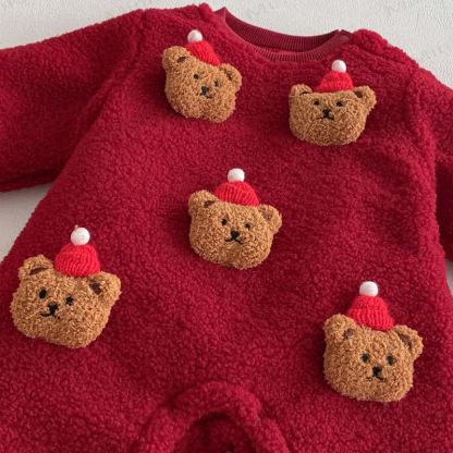 Baby Vlies Gesteppt Bär Strampler - image 6