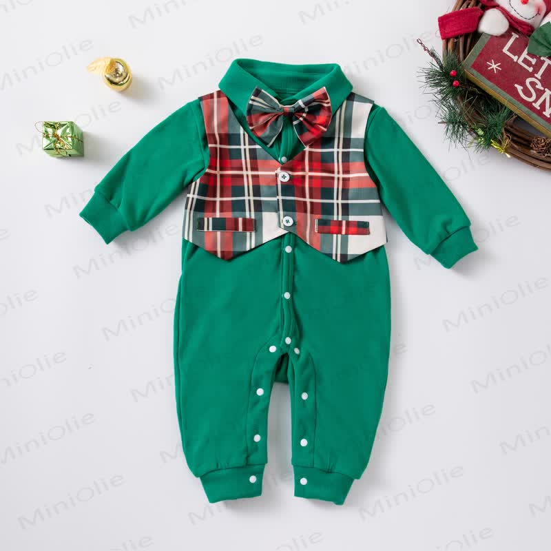 Baby Weihnachten Plaid mit Schleife und Strampler - Grün - 12-18M - image 1