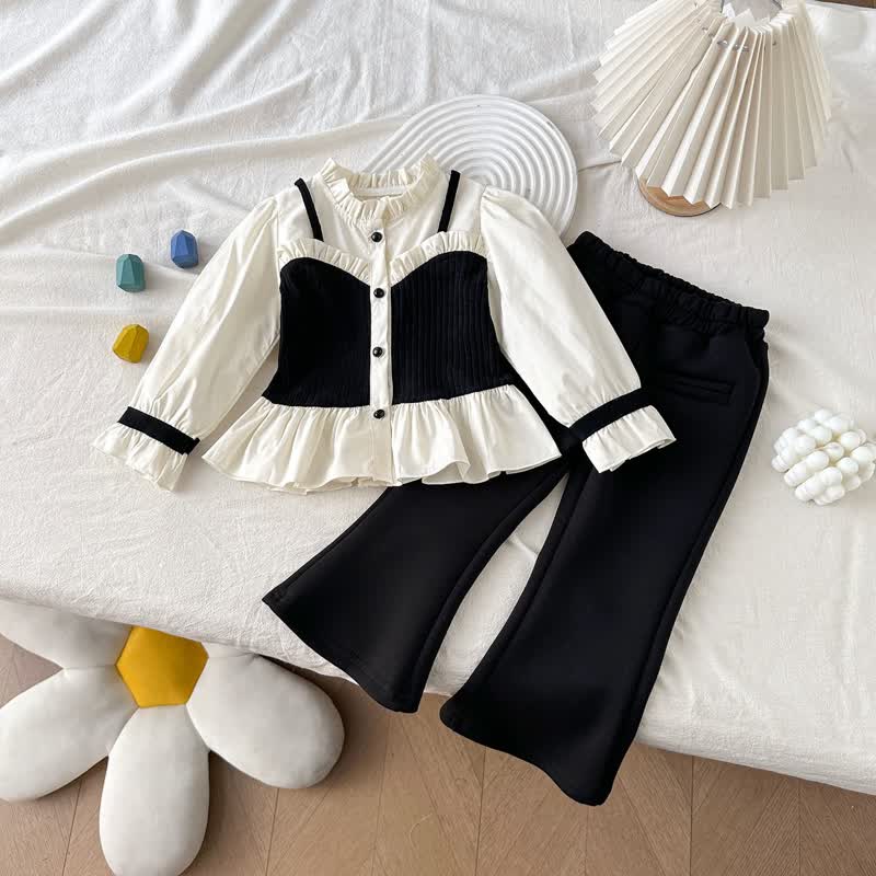 2-teiliges Set für Kleinkind : Rüschenbluse und Hose - Schwarz - 10-11J - image 1