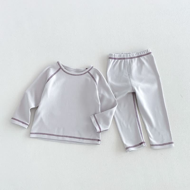 Baby Kleinkind - Schlafanzug Set mit Kontrastnähten, 2-teilig - Grau - 6-7J - image 4