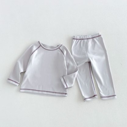 Baby Kleinkind - Schlafanzug Set mit Kontrastnähten, 2-teilig - Grau - 6-7J - image 4