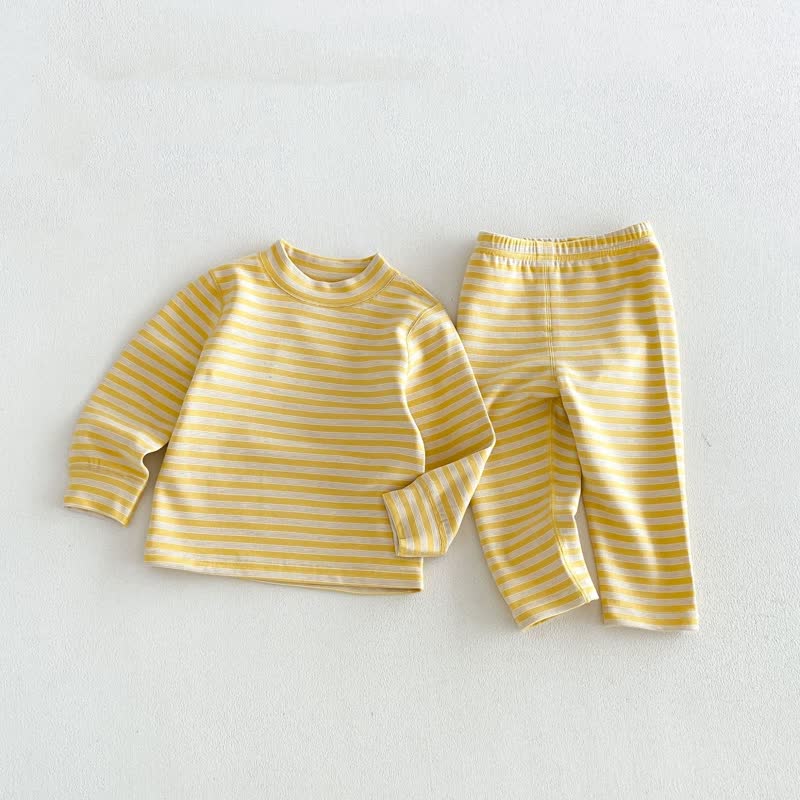 Baby Kleinkind -Loungewear- Set, 2-teilig: Streifen Spitze und Hose - Gelb - 6-7J - image 3