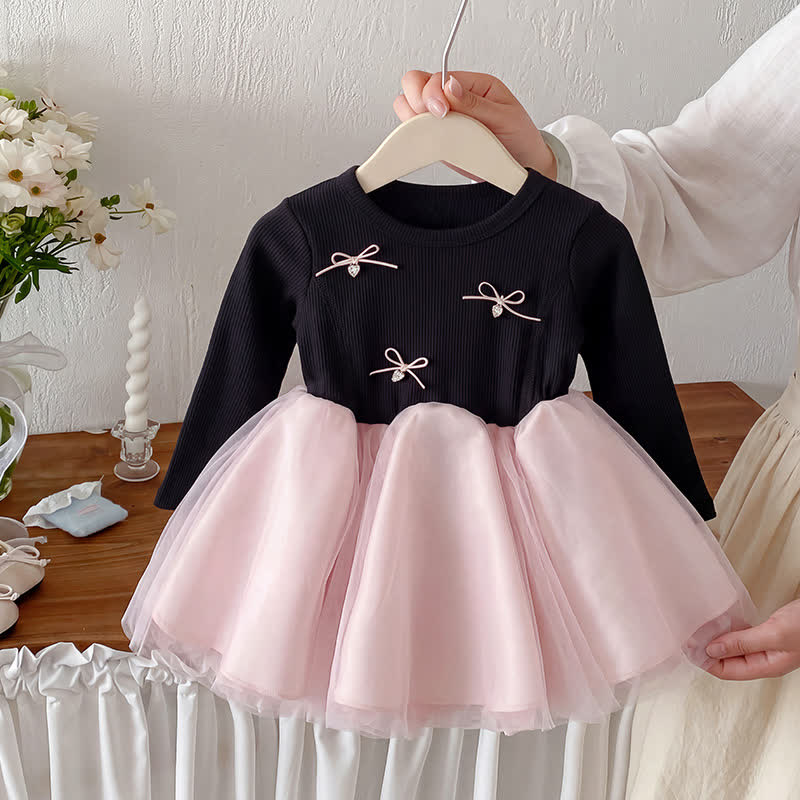Schwarz Stricken und Rosa Tüll für Kleinkinder und Baby - Rosa - 4-5J - image 1