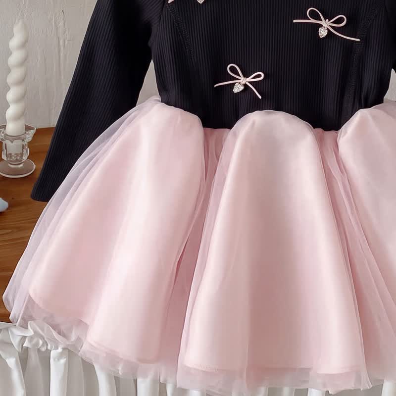 Schwarz Stricken und Rosa Tüll für Kleinkinder und Baby - image 3