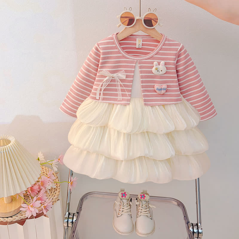 Baby Kleinkind Kleid Hase Stricken Tüll - Rosa - 3-4J - image 1