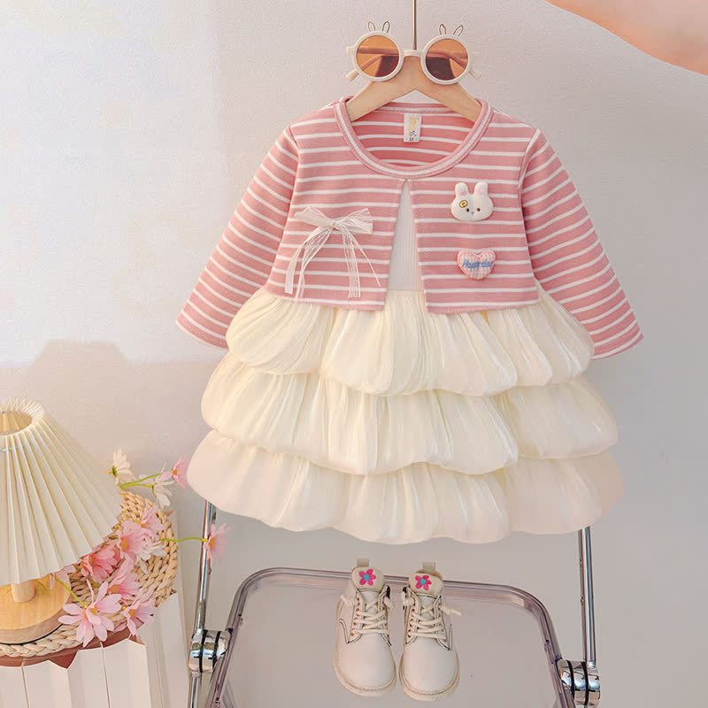 Baby Kleinkind Kleid Hase Stricken Tüll - Rosa - 3-4J - image 1