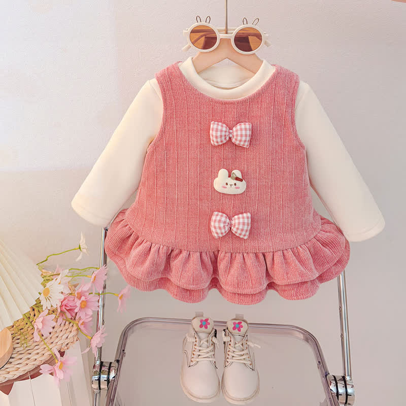 Vlies Spitze und Kleid für Baby mit doppelter Schleife - Rosa - 4-5J - image 2