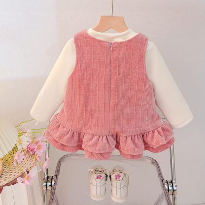 Vlies Spitze und Kleid für Baby mit doppelter Schleife - image 3