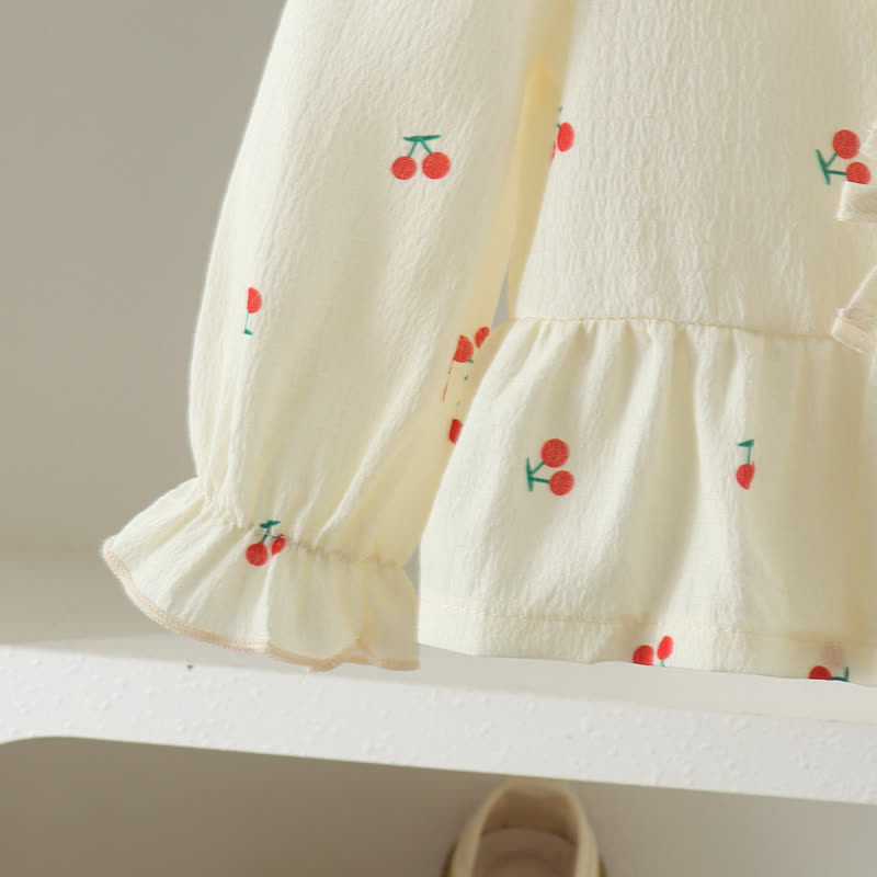 2-teiliges Set für Baby und Kleinkind : Spitze mit Kirsche und Denim , dazu Hose - image 5