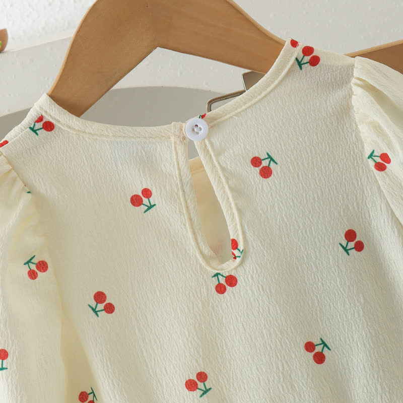 2-teiliges Set für Baby und Kleinkind : Spitze mit Kirsche und Denim , dazu Hose - image 4