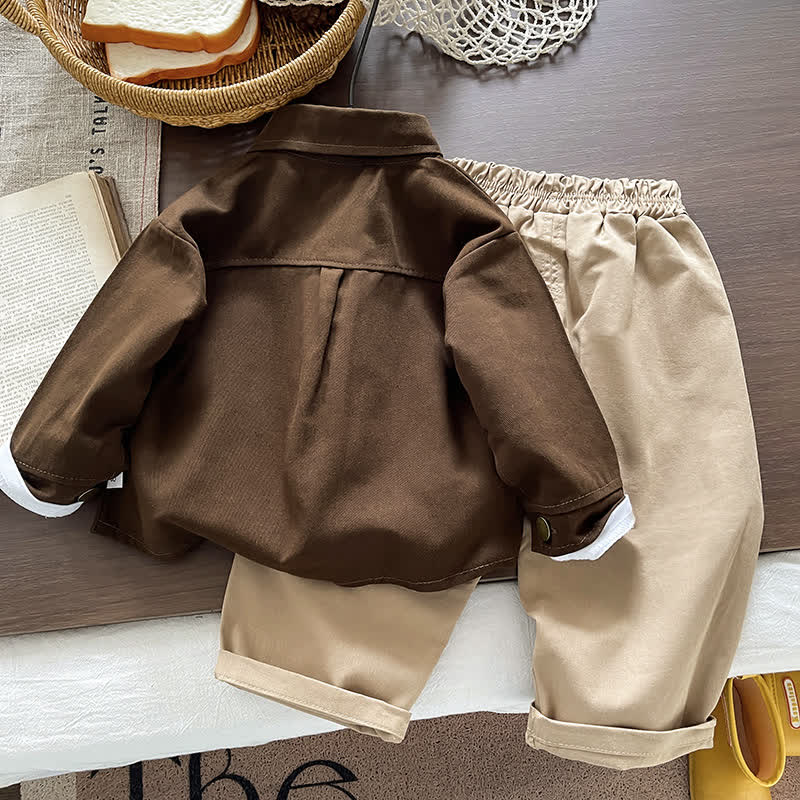 3-teiliges Set aus brauner Jacke und Hose für Baby und Kleinkind - image 2