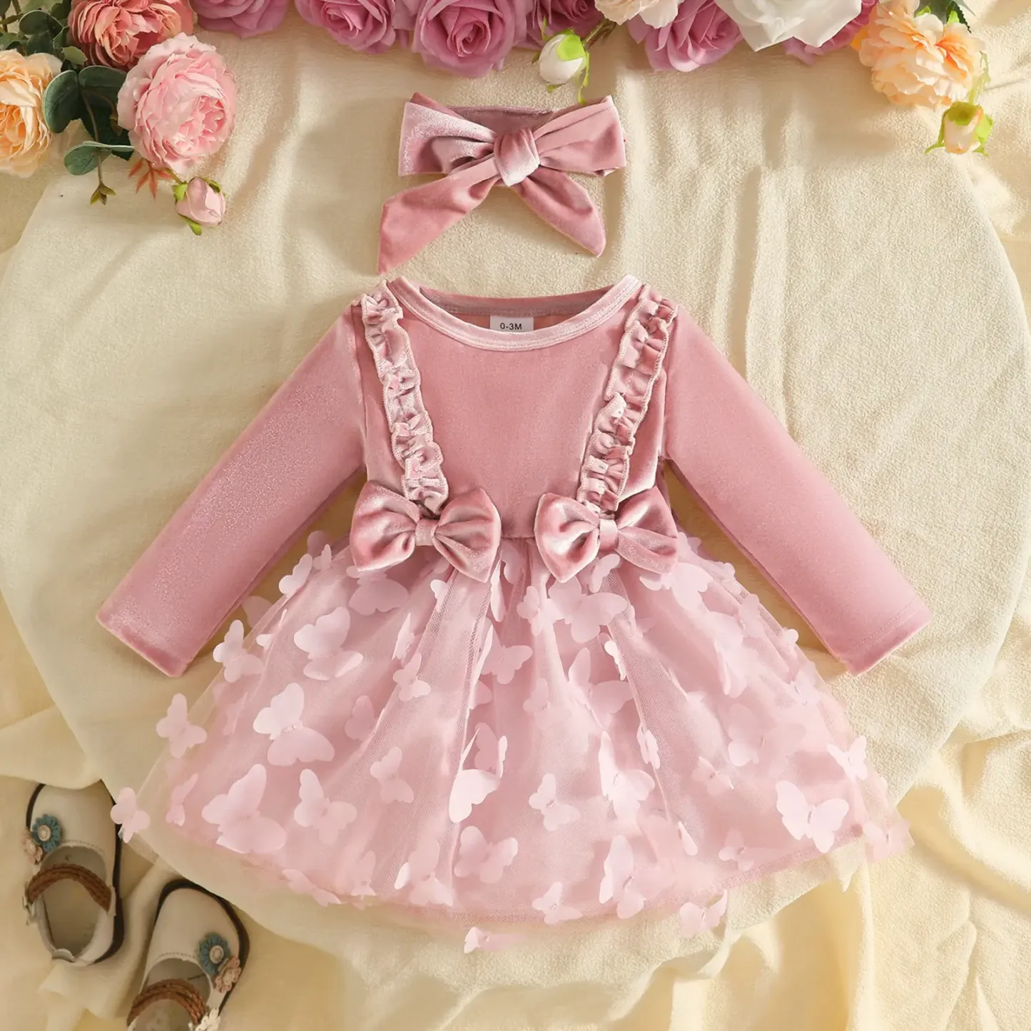 Kleid mit Schmetterling und Tüll für Baby - Rosa - 12-18M - image 2