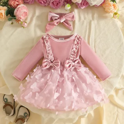 Kleid mit Schmetterling und Tüll für Baby - Rosa - 12-18M - image 2