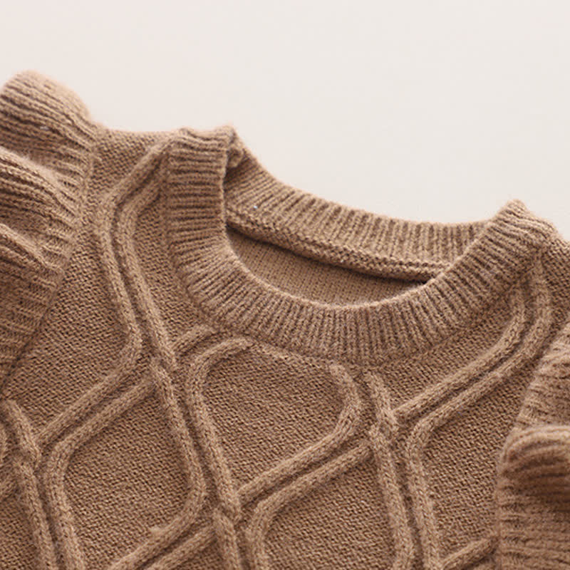 3-teiliges Set aus Blumen Stricken und Hose für Baby und Kleinkind - image 5