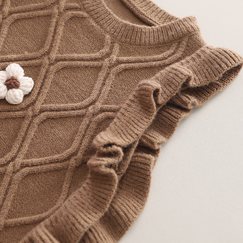 3-teiliges Set aus Blumen Stricken und Hose für Baby und Kleinkind - image 7
