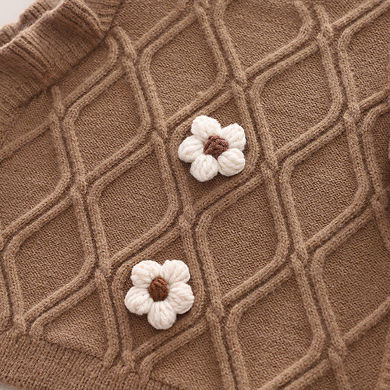 3-teiliges Set aus Blumen Stricken und Hose für Baby und Kleinkind - image 6