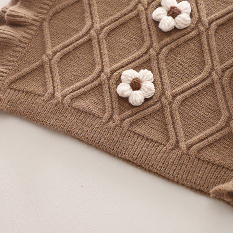 3-teiliges Set aus Blumen Stricken und Hose für Baby und Kleinkind - image 8