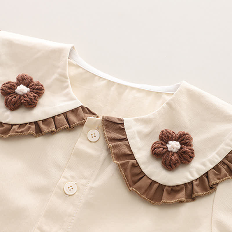 3-teiliges Set aus Blumen Stricken und Hose für Baby und Kleinkind - image 9