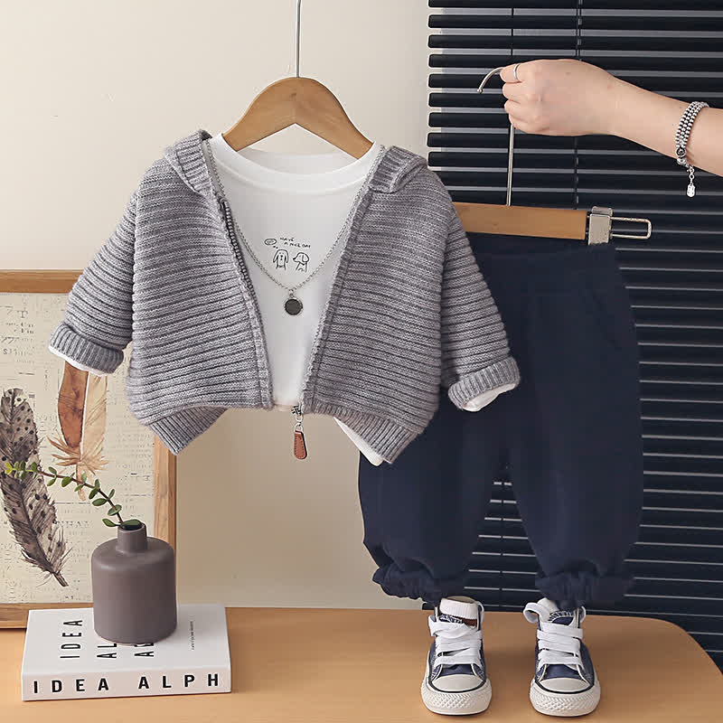 Dreiteiliges Freizeit- Stricken für Baby und Babys (Jungen ) - Grau - 4-5J - image 3