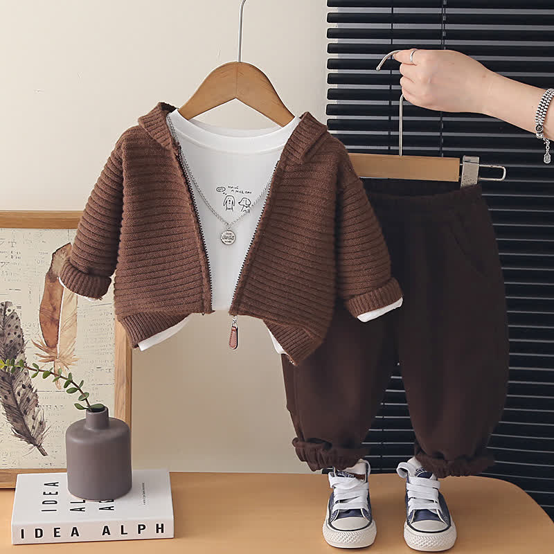 Dreiteiliges Freizeit- Stricken für Baby und Babys (Jungen ) - Braun - 4-5J - image 2