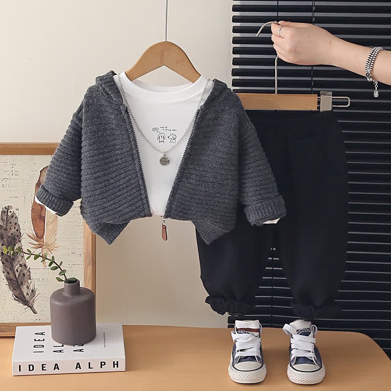 Dreiteiliges Freizeit- Stricken für Baby und Babys (Jungen ) - Schwarz - 4-5J - image 4