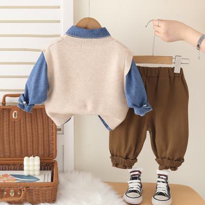 SMILE Kleinkind Baby Jungen Stricken und Jogginghose, 3-teiliges Set mit Smiley Gesicht - image 4