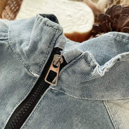 Zweiteiliges Set aus Blau Denim Spitze mit halbem Reißverschluss und Hose für Kleinkind ( Jungen) - image 4