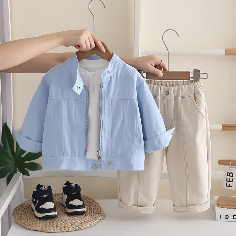 3-teiliges Set für Baby und Babys: Blau Freizeitjacke und Hose - Blau - 4-5J - image 1