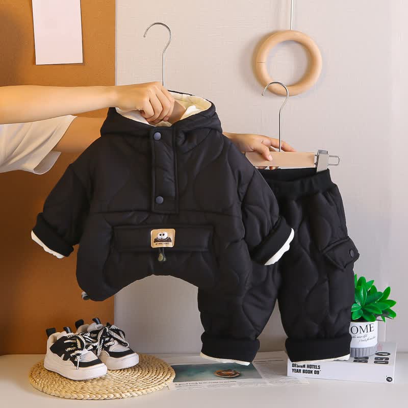 2-teiliges Set aus Kapuzen Vlies und Hose für Kleinkind und Baby - Schwarz - 5J - image 3