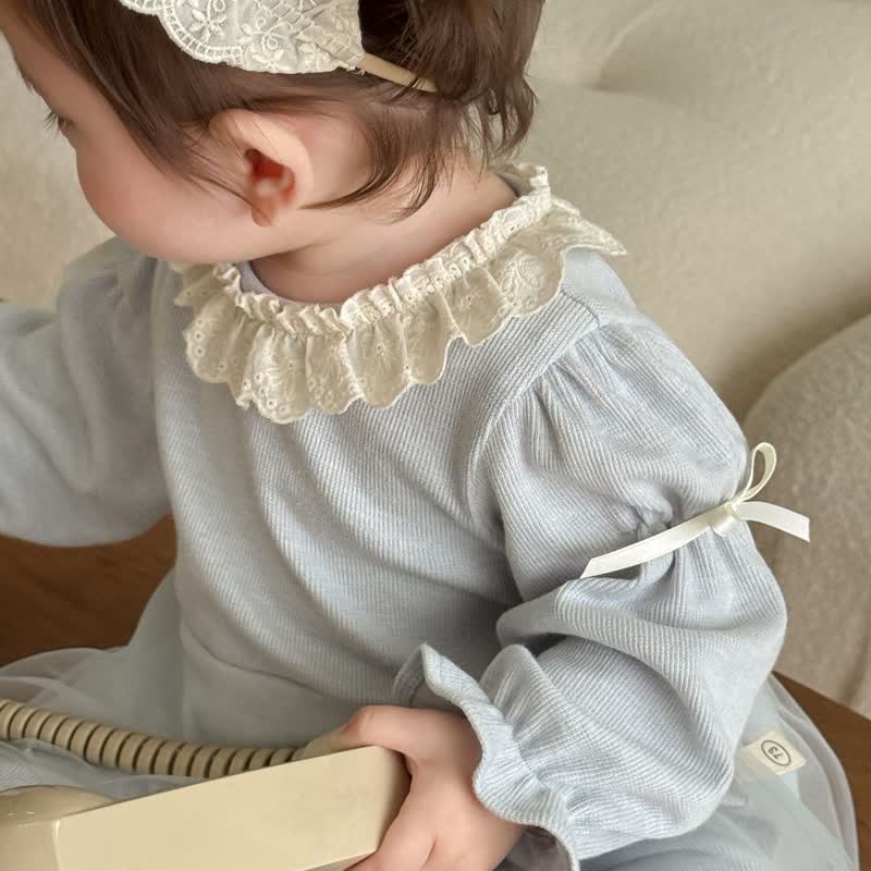 2-teiliges Set für Baby und Kleinkind : Spitze mit Schleife und Hose . - image 10