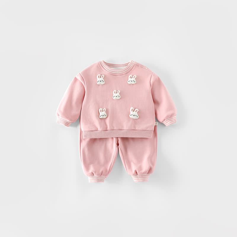 2-teiliges Set aus Sweatshirt und Jogginghose mit Streifen und Streifenbesatz für Baby und Kleinkind - Rosa - 4-5J - image 2