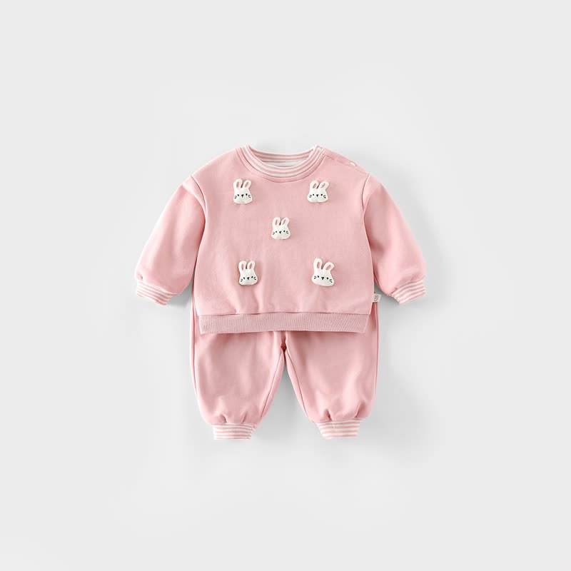 2-teiliges Set aus Sweatshirt und Jogginghose mit Streifen und Streifenbesatz für Baby und Kleinkind - Rosa - 4-5J - image 2